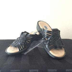 Dr.Scholls Size 6 Black Leather Sandals
